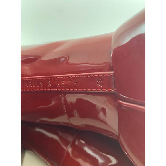 Charles & Keith Darcy Patent Platform Ankle Boots - Red 37 US 7 - Picture 4 of 10